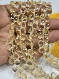 ลูกปัดควอตซ์ซิทรินธรรมชาติทรงหัวใจเจียระไน ขนาดประมาณ 6-7 มม. เส้นใยขนาด 8 นิ้ว - Product Image 5