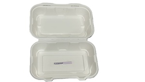 13x6 Inch Bagasse Clamshell Box Eco Friendly Compostable <b>Takeaway</b> Food <b>Container</b> Disposable Sugarcane Lunch Box For Catering - Product Image 6
