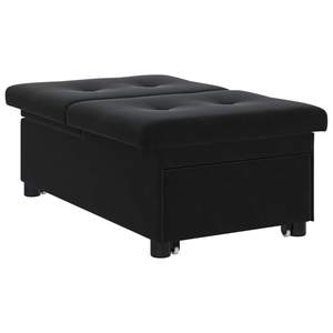 Sofá cama de terciopelo negro de 76,38 x 26,38 x 32,28 pulgadas - Product Image 2