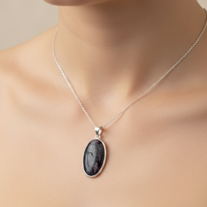 Colgante de Plata de Ley 925 con Cabujón Ovalado de Piedra de Sangre Natural, Hecho a Mano, Chapado en Oro Rosa y Oro Amarillo, Joyería de Piedra Curativa para Ella - Product Image 2