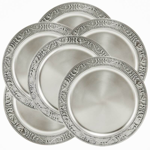 4 Platos de Presentación de Acero Inoxidable, Platos de Lujo para Cena Real, Bandejas Redondas de Acero Inoxidable para Servir, Hechos en India - Product Image 4