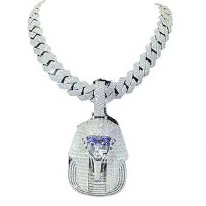 Collar con Colgante de Faraón de Plata de Ley 925 de Luxira Jewels, Diamante Natural de Corte Brillante, Chapado en Plata, Estilo Hiphop, Unisex, para Fiestas - Product Image 1