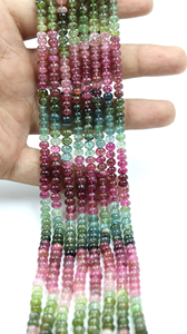 Cuentas de Turmalina Natural Multicolor, Forma Redonda Lisa de 5mm, Tipo Sandía, para la Elaboración de Joyería - Product Image 6