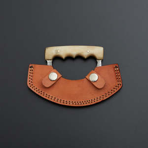 Cuchillo Damasco de Acero con Mango de Madera y Funda de Cuero para Caza - Product Image 4