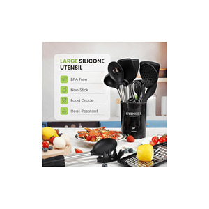 Set di 35 Utensili da Cucina in Silicone con Manico in Acciaio Inox, Resistenti al Calore, con Portautensili - Product Image 2