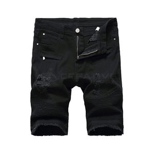Personnalisé Hommes Sexy Hot Pant Denim Shorts Séchage Rapide Respirant Casual Taille Moyenne Cordon Style Déchiré Lavé Jeans Look - Product Image 1