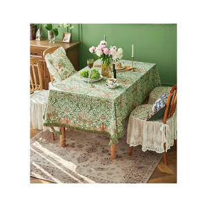 Modern Printed 60x90 Inches 160 GSM Plant Pattern <b>Tablecloth</b> <b>Square</b> Cotton Linen Washable Home Dining Decor Green White Design - Product Image 3