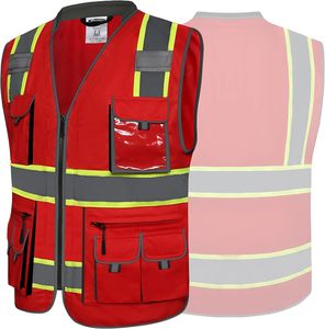 100% Polyester Reflective Safety Vest Hi Vi <b>Night</b> <b>Road</b> Work Reflective Safety Vest Multi Pockets for Construction Hi vi Vest - Product Image 1