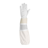 Gants d'apiculture en cuir blanc, longueur coude, avec manchette en maille pour la récolte du miel, la manipulation des ruches et les travaux d'apiculture