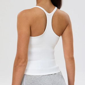 Women's Gym Yoga <b>Top</b> Slim Fit Solid Color Sports Vest Breathable Fitness Activewear - Product Image 3
