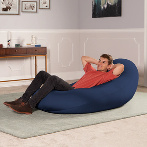 56"D x 38"W x 14"H Navy Oval Therapeutic <b>Zero</b>-Gravity Support Textile Polystyrene Beans Casual Vietnam Bean Bag MD16 - Product Image 3