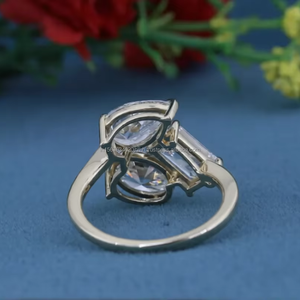 Anillo de diamantes cultivados en laboratorio con corte pera, esmeralda y ovalado en oro blanco, anillo de compromiso de lujo, regalo de aniversario nupcial para ella - Product Image 4