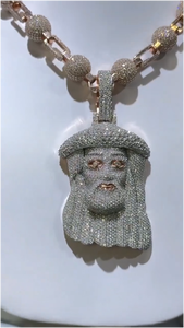 จี้พระเยซูทรงกลับหัวประดับเพชรโมอิสซาไนต์เต็มตัวแบบฮิปฮอปสำหรับผู้ชาย เงินแท้ 925 - Product Image 4