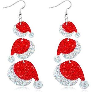 Orecchini Pendenti Natalizi in Acrilico Leggero con Glitter per Donne, Accessori per Abiti da Festa di Natale, Orecchini Pendenti alla Moda - Product Image 1