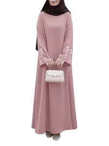 Abaya musulmane élégante 2026 pour femme, robe longue à manches longues brodée de fleurs, robe islamique décontractée, caftan, robes hijab de Dubaï - Product Image 1