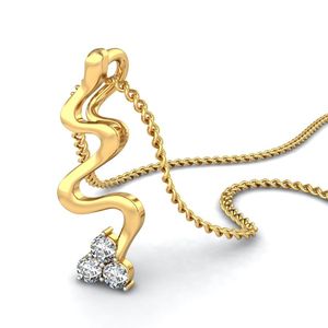 Yellow Gold Diamond Pendant With Round Brilliant Cut Stones Minimalist Style Women's Jewelry - Product Image 1