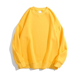 Sweat-shirt rose oversize à col rond unisexe, coupe classique, en coton tricoté, pull décontracté style automne, couleur unie - Product Image 5