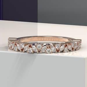 Anillo de boda elegante con diamantes, anillo de boda en oro rosa de 14K, oro blanco, oro amarillo, anillo de media eternidad, banda de moissanita, anillo - Product Image 4
