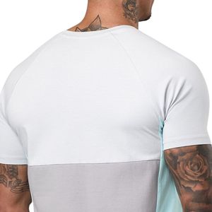 Mens Contrast Panel Jersey <b>Tee</b> <b>White</b> Mint Short Sleeve Performance Gym Workout Shirt Breathable Quick Dry Fitness Running Active - Product Image 4