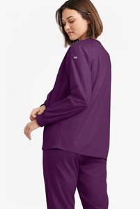 Blouse médicale pour femme en polyester violet, à manches longues, tricotée, infroissable, nouvelle collection - Product Image 2