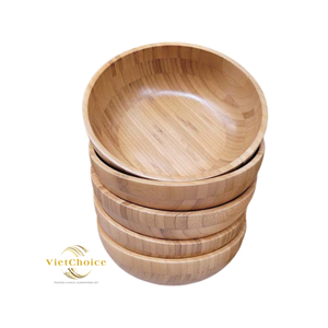Bol rond en bois naturel VietChoice, minimaliste, durable, pour servir des salades - Product Image 6