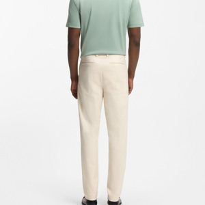 High Quality Men's Beige Cotton Chino <b>Pants</b> Straight Fit Mid Waist Casual Trousers With Side Pockets Button Closure <b>Summer</b> <b>Pants</b> - Product Image 2