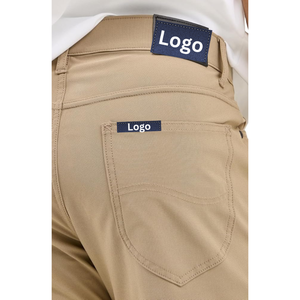 <b>Men</b> Lightweight Mid Waist Casual Chinos Straight Leg Trousers Solid Khaki Pants 100% Polyester <b>Summer</b> for Work Travel Daily Wear - Product Image 5