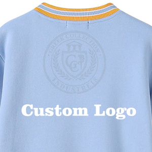 Custom Greek Embroidery Logo Men's Women's Sweatshirt Light Blue Crew Neck Full Sleeve 100% Cotton Fleece Knitted <b>Acid</b> <b>Wash</b> - Product Image 4