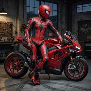 Traje de Motociclismo Urban Stitch Spider-Man, Manga Larga, Cuero, Hecho a Mano, Secado Rápido, Unisex, para Adultos, Todas las Temporadas, Chaqueta Estampada - Product Image 1