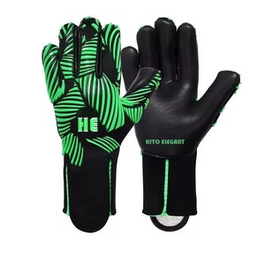 Hot Selling Custom Design Black and Green Neoprene Soccer Goalkeeper <b>Gloves</b> with 4mm German Latex Negative Cut - Product Image 1