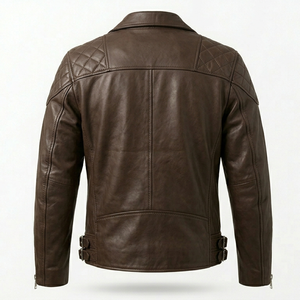 Veste en cuir imperméable pour homme, taille US, avec doublure en velours, marron imitation cuir, pour la moto, vente en gros - Product Image 4
