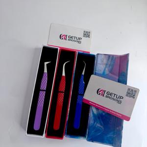 Pince à cils en acier inoxydable avec poignée diamantée couleur personnalisée, à 90 degrés et courbée pour extensions de cils volume - Product Image 3