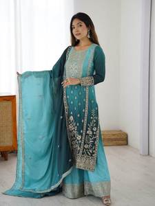 Nueva Colección de Moda: Kurti Elegante de 3 Piezas con Pantalones Plazzo Acampanados y Dupatta - Product Image 6