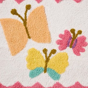 Floral Butterflies <b>Bath</b> <b>Mat</b> Rectangle Chenille Non-Slip Rubber Backing Novelty Design for Home Use - Product Image 3