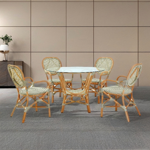 Jamaica <b>Bistro</b> Dining Set Elegant Rattan Handwoven Chairs <b>Table</b> for <b>Garden</b> Living Room Durable Comfortable for Home Furniture - Product Image 5