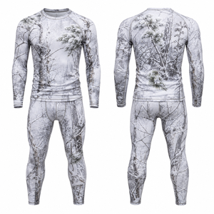 Ensemble chemise et pantalon de chasse camouflage à manches longues pour homme MEGAMAPLE, motif forêt enneigée, polyester respirant, vêtements d'extérieur - Product Image 1