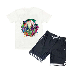 Conjunto de Camiseta y Pantalones Cortos Deportivos para Hombre, Diseño Gráfico, Verano, Venta Especial, Logotipo Personalizado, Ropa Urbana, Poliéster/Algodón - Product Image 5