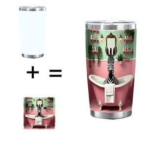Stainless Steel Tumbler 20oz Double Wall Vacuum Insulated Travel Mug With Zebra Bath Design For <b>Coffee</b> Tea - Product Image 1