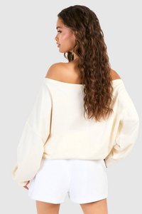 Wholesale Crescent Wear Women Asymmetric Design Collarless <b>Jumpers</b> Custom Applique Embroidery 100% Cotton French Terry Fleece - Product Image 2
