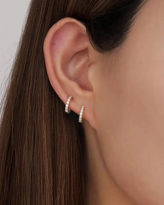 Pendientes de Aro de Oro de 14K con Diamantes, Pequeños, Minimalistas, para Uso Diario, Regalo para Mujer, Joyería Fina, Diseño Chic - Product Image 2