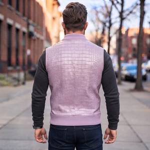 Gilet de motard en cuir fait main, gilet de luxe en cuir gaufré crocodile, cadeau pour lui, chaleco de cuero de cocodrilo para hombre - Product Image 4
