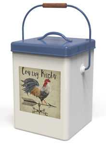 Metal Rooster Embossed Food Storage Container with Lid <b>Square</b> Shape Country Style Kitchen Use With Handle Freshness Preservation - Product Image 3