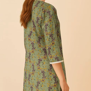 Mini Kurti ethnique indien en coton écologique, imprimé à la main au bloc, à pois, naturel, lavable, tunique courte d'été, style pakistanais - Product Image 1