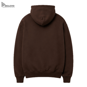 Sudadera con Capucha Oversize de Forro Polar Grueso para Hombre, Hombros Caídos, Marrón Oscuro, con Logotipo Personalizado, Venta al por Mayor - Product Image 2