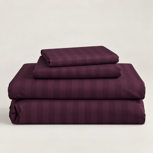<b>Purple</b> Satin <b>Set</b> Dyed Satin <b>Bedding</b> <b>Set</b> T-250 Satin 100% Cotton Solid Woven Breathable All-Season Sheet Pillowcase <b>Set</b> - Product Image 3