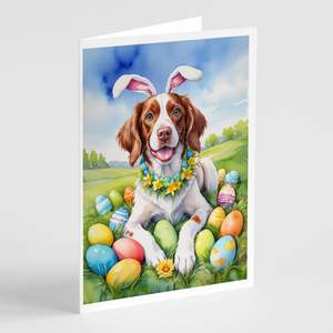 Brittany Spaniel <b>Easter</b> Egg Hunt Whimsical A7 Greeting <b>Cards</b> <b>Pack</b> of 8 Blank Note <b>Cards</b> with Envelopes 5x7 Size - Product Image 1
