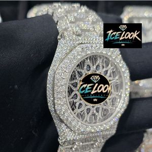 ICELOOK JEWELERY นาฬิกาข้อมือผู้ชายสุดหรู สแตนเลสสตีล หน้าปัด 40 มม. แบบโปร่งใส อนาล็อก ควอตซ์ คริสตัลแซฟไฟร์ ปุ่มกดแบบซ่อน สายขนาด 20 มม. - Product Image 3