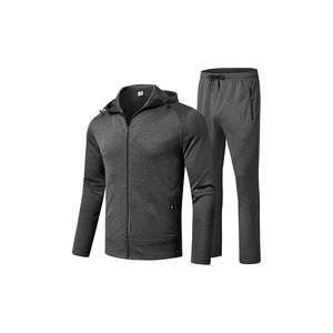 Men's <b>Winter</b> Breathable 100% Polyester Fleece Hooded Tracksuits Set Full Zip <b>Jacket</b> Sweatsuit <b>Running</b> Sport Pants Streetwear - Product Image 3