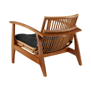 Fauteuil de salon moderne en teck pour intérieur et extérieur, fauteuil de loisirs avec coussin, fauteuil d'appoint en bois fait main - Product Image 3