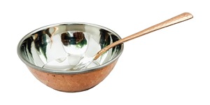 Copper Bowl for <b>Soup</b> with Spoon Contemporary Design Portable for Serving at Home - Product Image 1